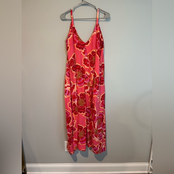 LOFT Textured Floral Linen Blend Strappy Maxi Dress - Picture 3 of 11